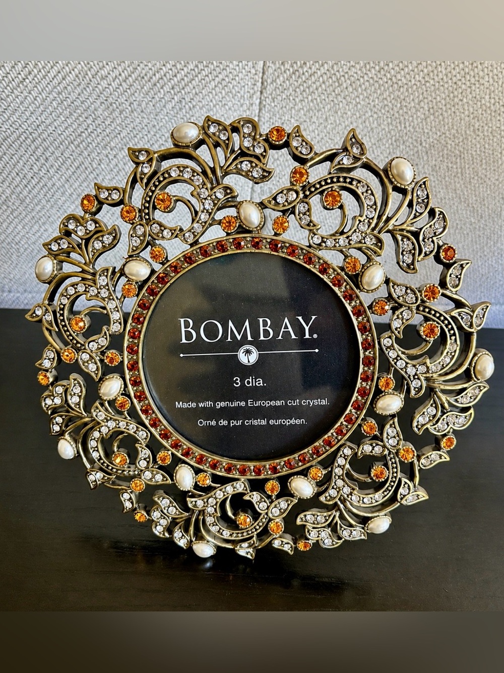 Bombay Gold Filigree Frame with Amber Crystals and Pearl Accents
